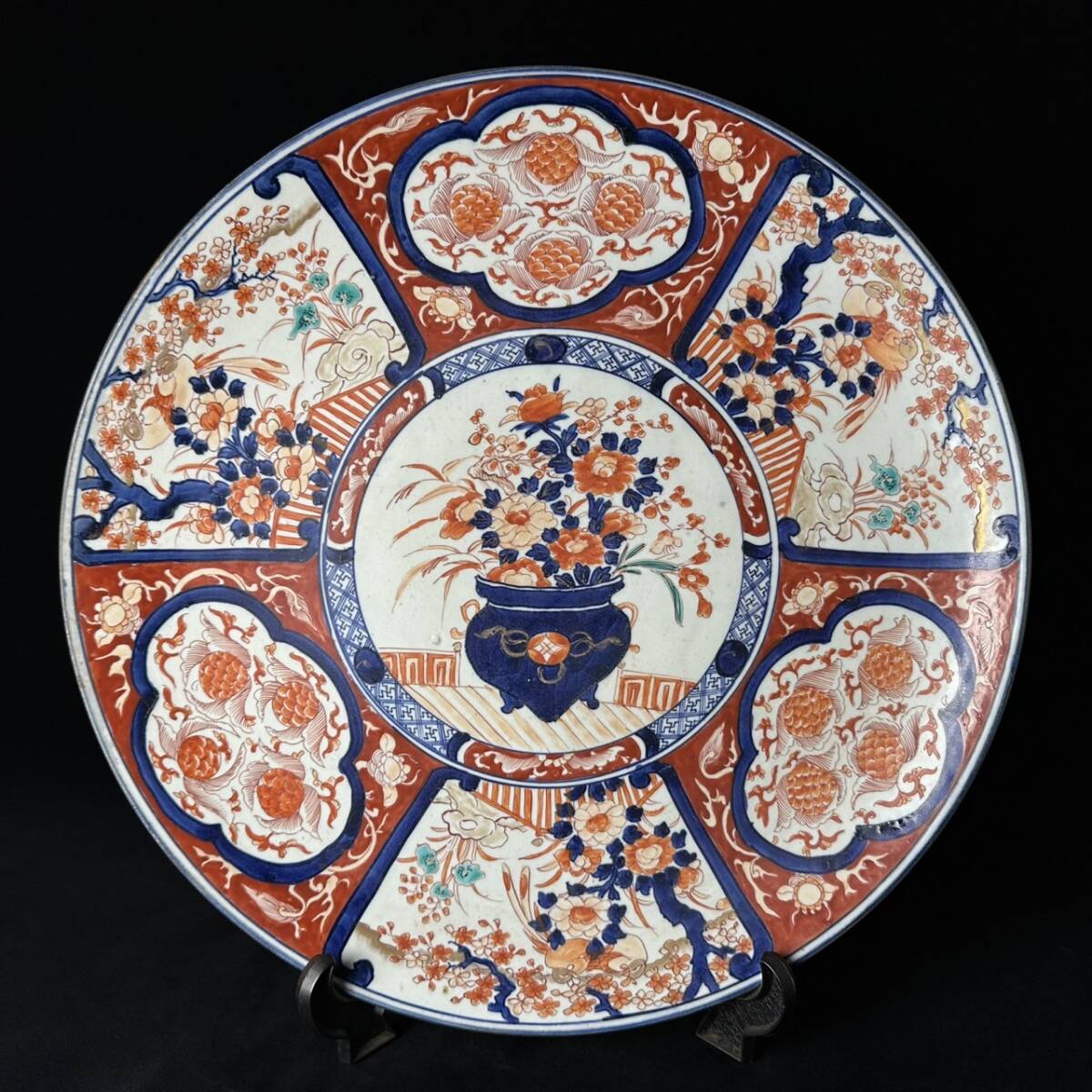 コレクター買取品 古伊万里 赤絵金彩大皿 47.5㎝ 色絵花鳥文 飾 コレクター買取品 古伊万里 赤絵金彩大皿 47.5㎝ 色絵花鳥文 飾