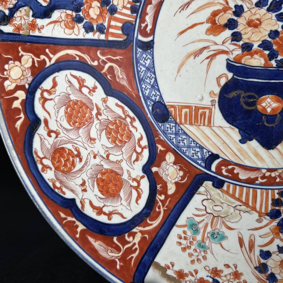 コレクター買取品 古伊万里 赤絵金彩大皿 47.5㎝ 色絵花鳥文 飾 コレクター買取品 古伊万里 赤絵金彩大皿 47.5㎝ 色絵花鳥文 飾