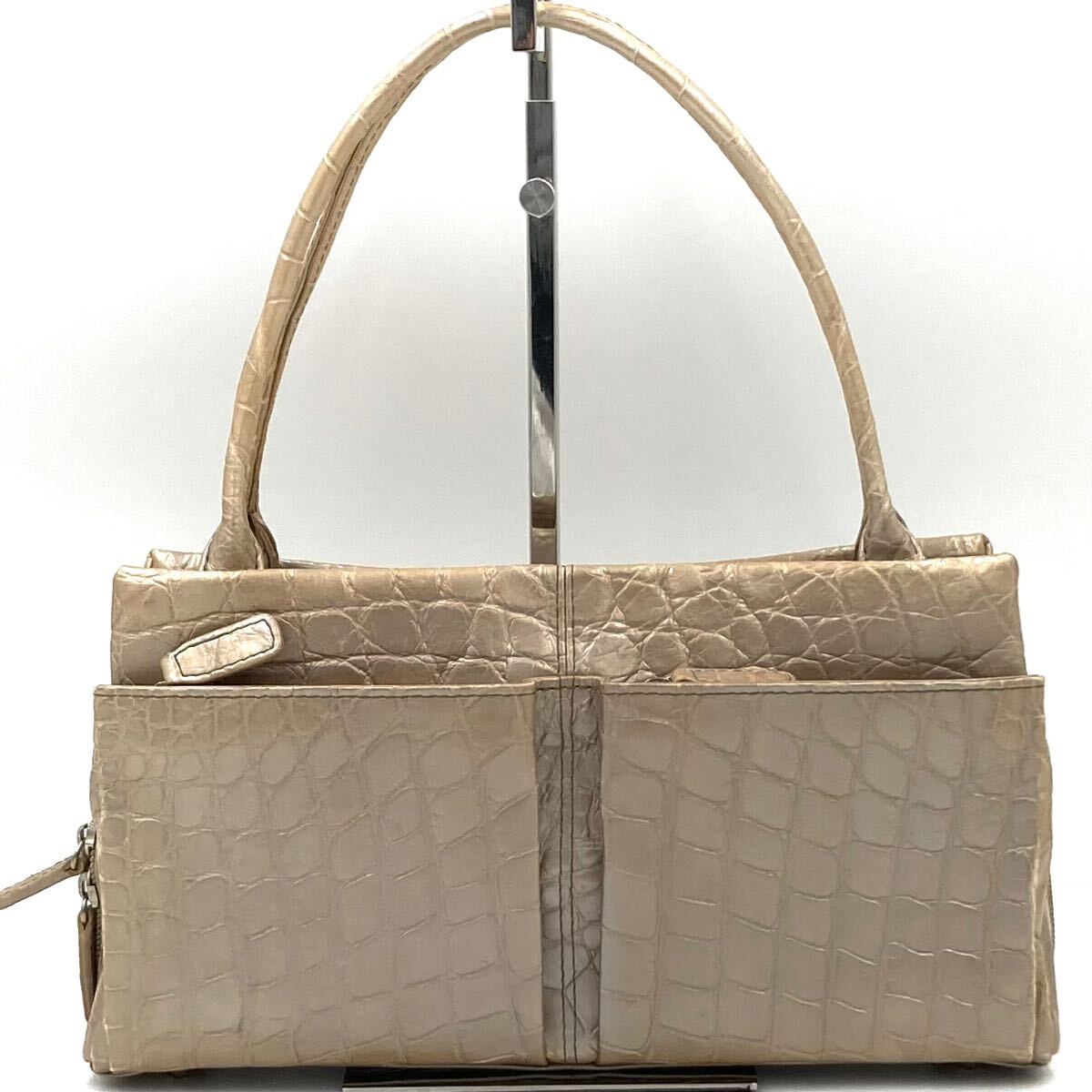超希少!!】 GENUINE CROCODILE SKIN トートバッグ ハンド マット 超希少!!】 GENUINE CROCODILE SKIN トートバッグ ハンド マット