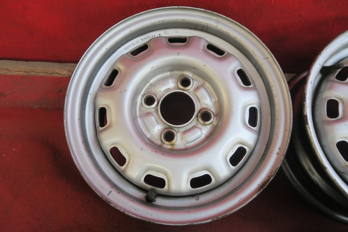 【H806】スチール ホイール 4本 純正 13×5J 4穴 PCD100 オフセット：約+39 ハブ徑：約60
