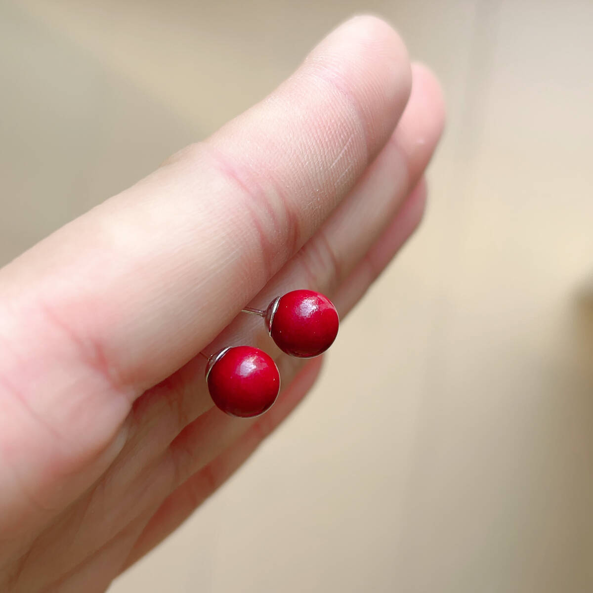 ◇シナバー(辰砂)◇ピアス◇パワーストーン◇巾著袋付き◇プレゼントにも 036R3102