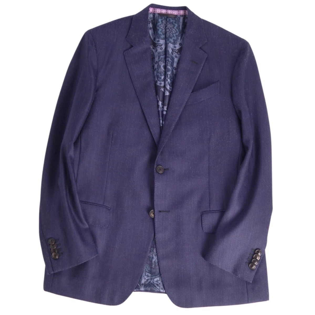 極美品 エトロ ETRO ジャケット テーラード 里地ペイズリー ウール シルク アウター メンズ イタリア制 52(L) ネイビー ce02ml-rm20e29017
