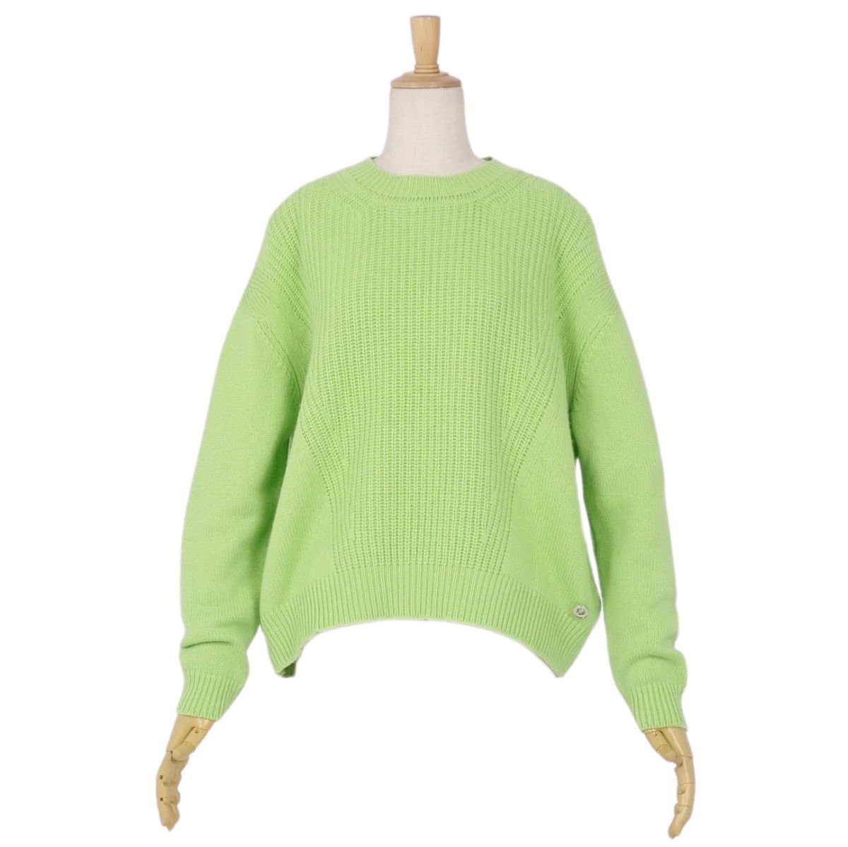 極美品 エルメス HERMES ニット 23SS セーター プルオーバー カシミヤ コットン トップス レディース 34(S) グリーン ce02oo-rm20e29230