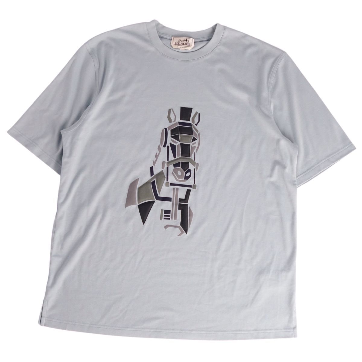 極美品 エルメス HERMES 22AW Tシャツ カットソー 半袖 Mega Chariot 3D メガチャリオット ホース コットン カシミヤ XL ce03mb-rm20f13187