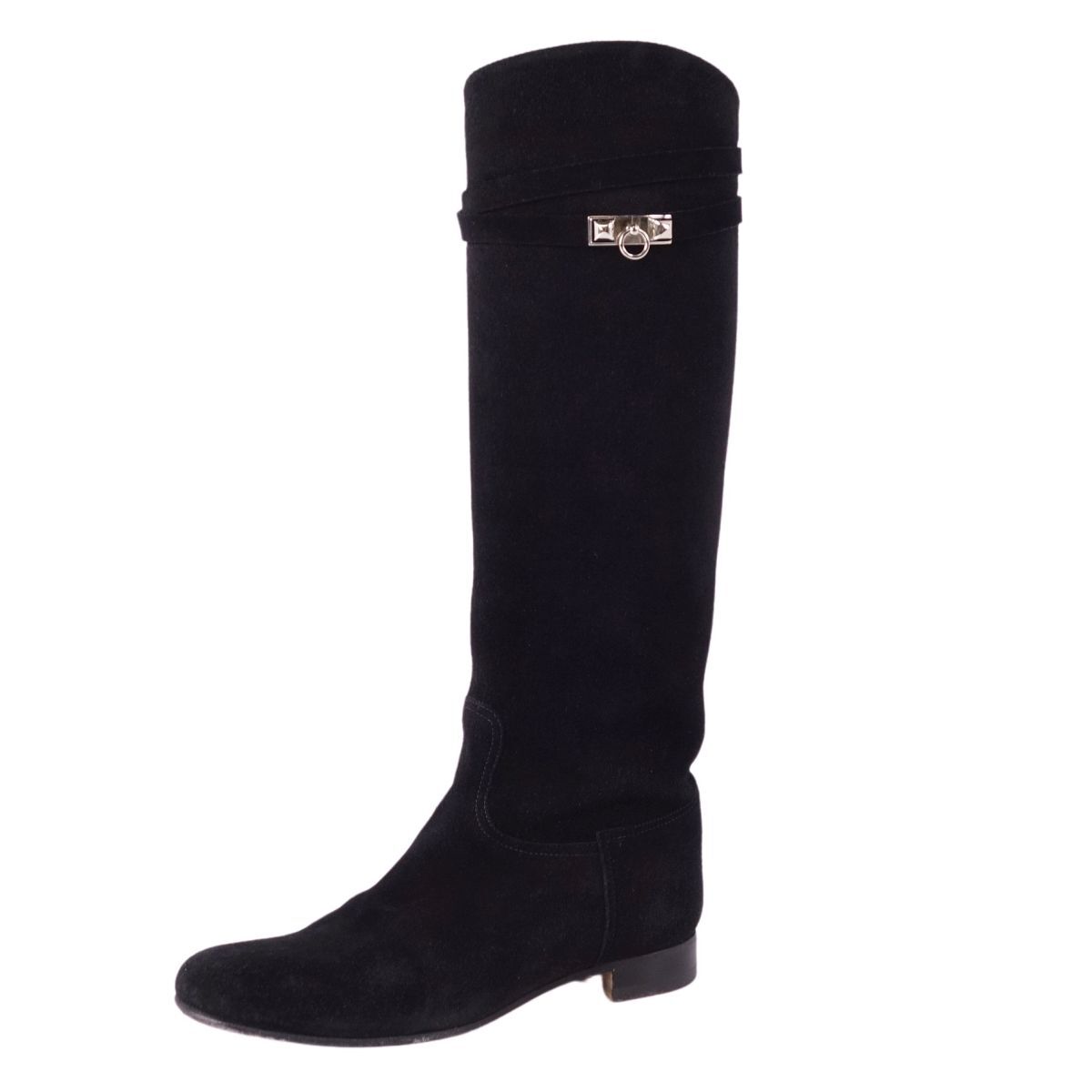美品 エルメス HERMES ブーツ ロングブーツ メドール スウェードレザー シューズ 靴 レディース 35(22cm相当) ブラック ce02de-rm10e29469_画像1