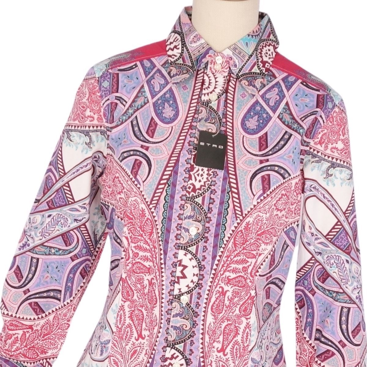 未使用 エトロ ETRO シャツ ブラウス ロングスリーブ ペイズリー コットン トップス レディース 38 マルチカラー ce02on-rm20e29294