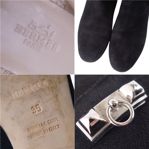 美品 エルメス HERMES ブーツ ロングブーツ メドール スウェードレザー シューズ 靴 レディース 35(22cm相当) ブラック ce02de-rm10e29469_画像9