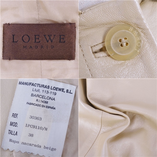 ロエベ LOEWE シャツ ジャケット ロングスリーブ ラムレザー 本革 レディース 38(M相當(dāng)) ベージュ ce02or-rm10e29196
