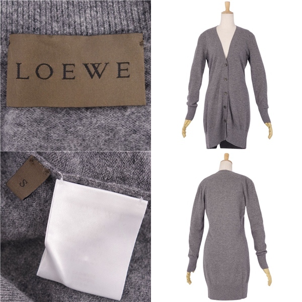美品 ロエベ LOEWE カーディガン コーディガン ニット カシミヤ トップス レディース イタリア制 S グレー ce02dt-rm10e29400