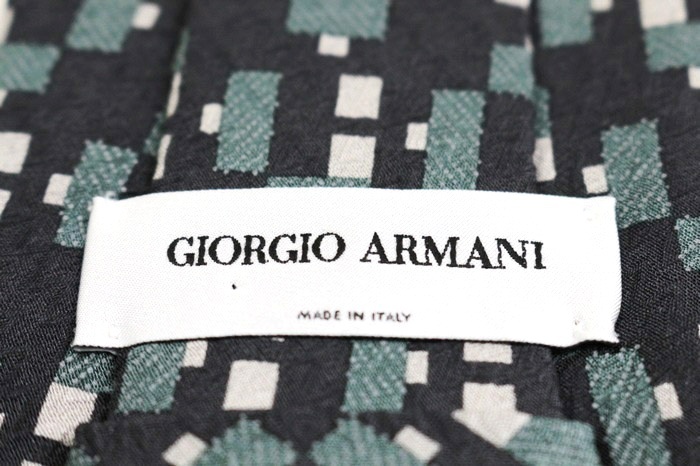 ジョルジオアルマーニ ブランド ネクタイ シルク 小紋柄 伊制生地 総柄 ワイドタイ PO メンズ ブラック GIORGIO ARMANI