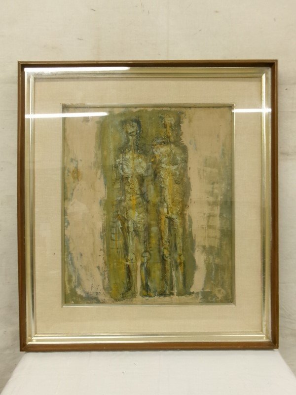 Yahoo!オークション - E1745 作者不明 男女の立像 油彩 F10 額装