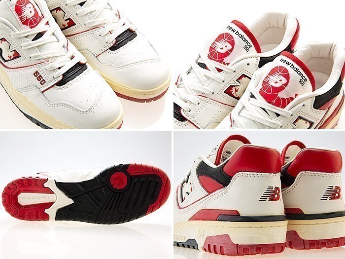  новый товар /NEW BALANCE/ New balance /BB550VGA/ унисекс /550 VINTAGE PACK/WHITE/RED/BLACK/ белый / красный / черный / wise D/26.5cm