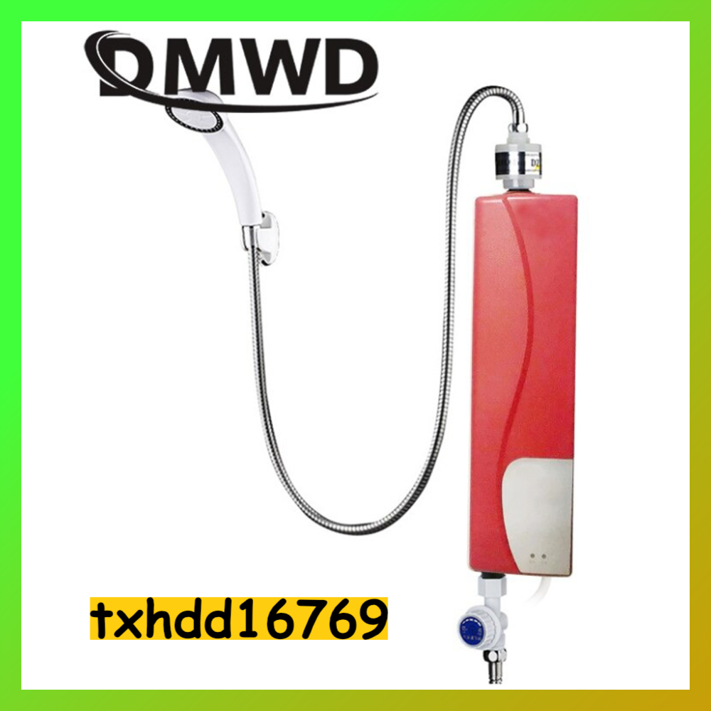 DMWD 3000W 瞬間湯沸かし器 壁付け シャワー 電気キッチン給湯器 温水ヒーター浴室用シンクシャワータンクレス レッド R0051