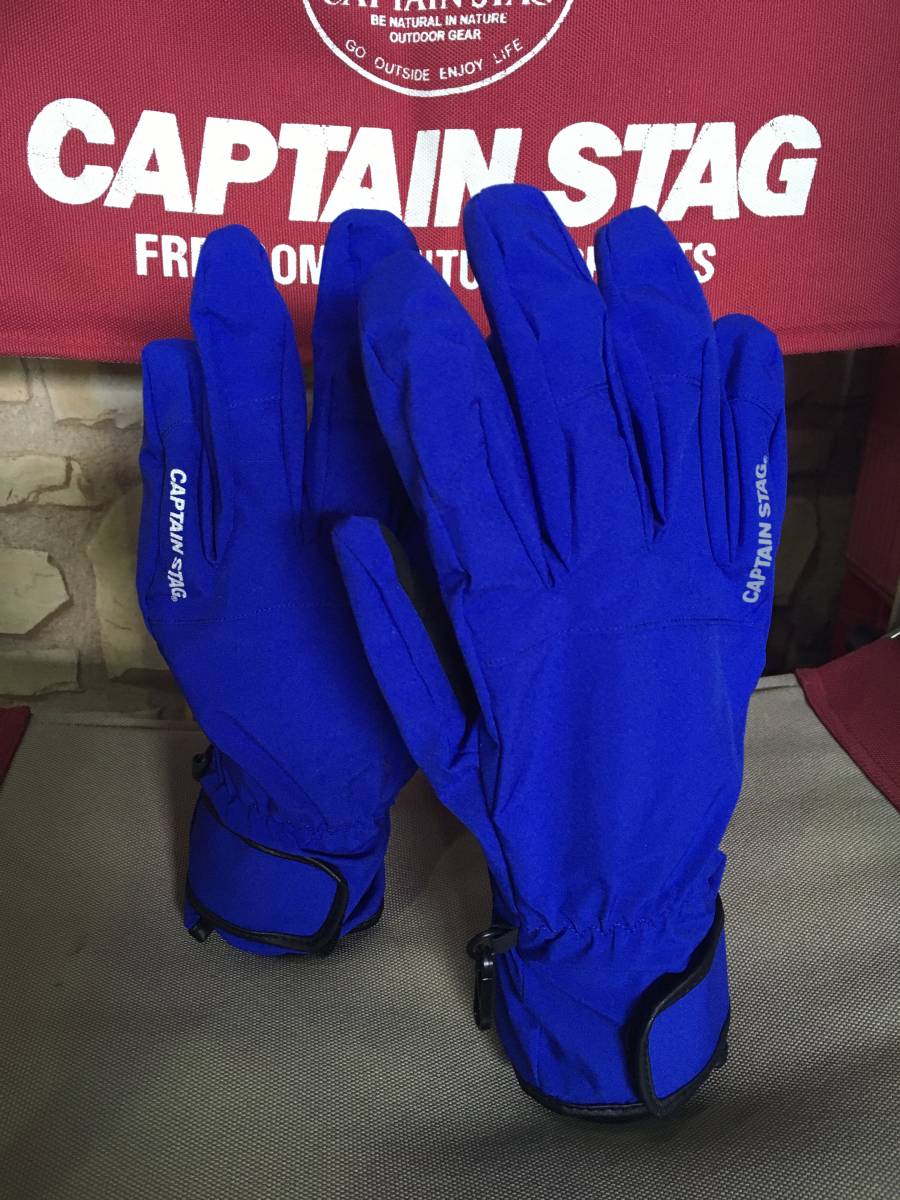 CAPTAIN STAG キャプテンスタッグ●防風・撥水ストレッチグローブ●メンズ＜Ｌ＞ブルー
