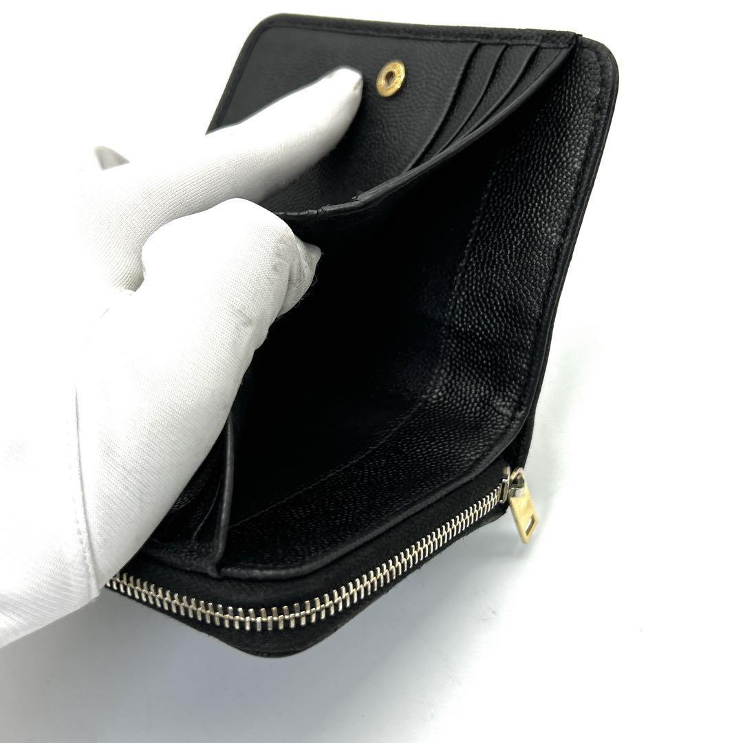 !_ превосходный товар *SAINT LAURENT солнечный rolan двойной бумажник 2. складывать черная икра s gold ka Sandra стеганое полотно YSL Logo чёрный черный женский 