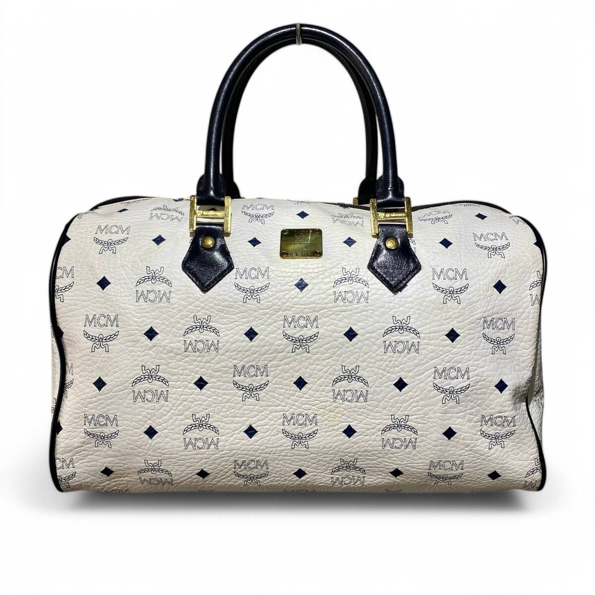 MCM Visetos Boston Bag Leather White / エムシーエム ヴィセトス ボストンバッグ ホワイト