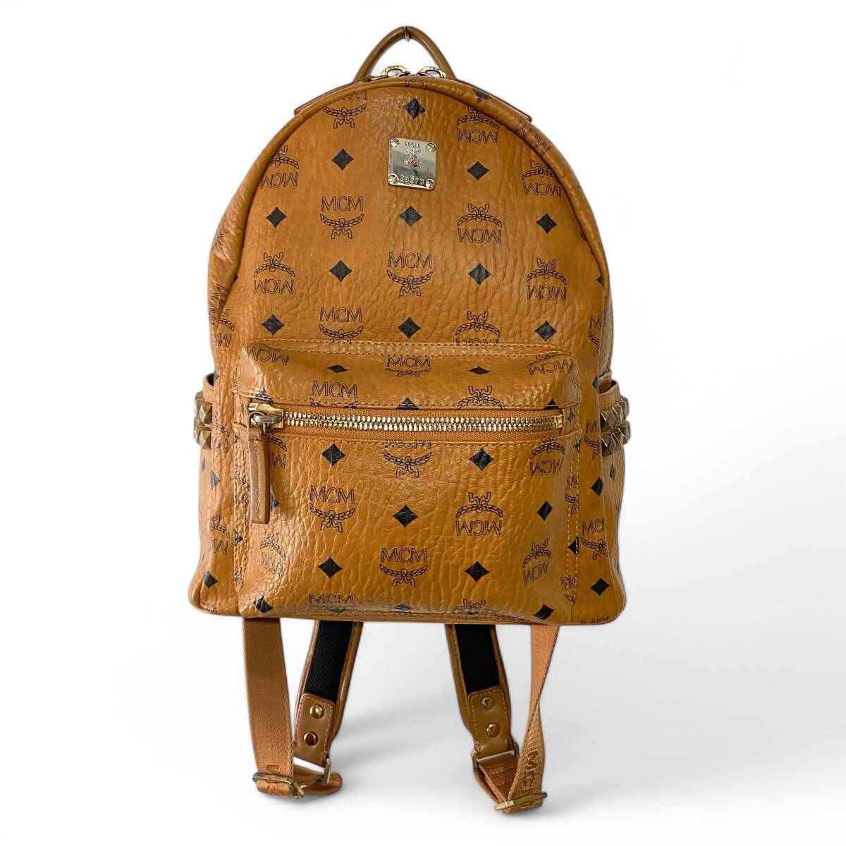 MCM Visetos Side Studs Backpack Small Cognac / エムシーエム ヴィセトス柄 バックパック コニャック