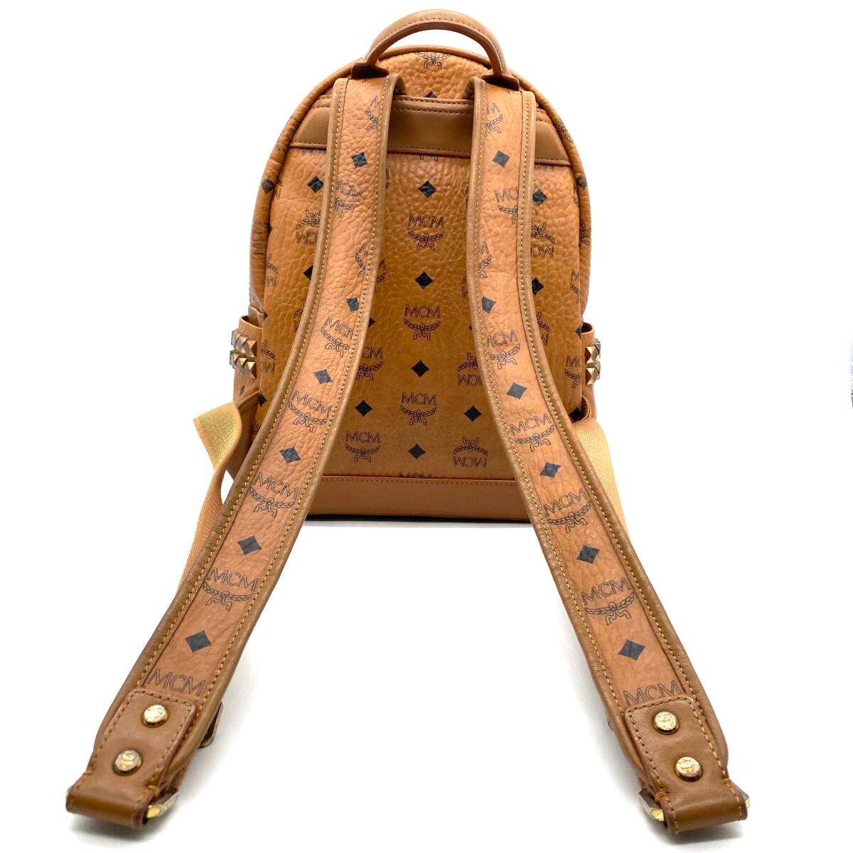 MCM Visetos Side Studs Backpack Small Cognac / エムシーエム ヴィセトス柄 バックパック コニャック