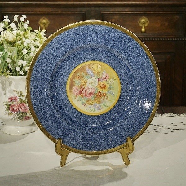 セール★英國イギリスアンティーク 推定1935年-1938年代 Crown Ducal フローラルプレート ROMAパターン charlotte rhead S096