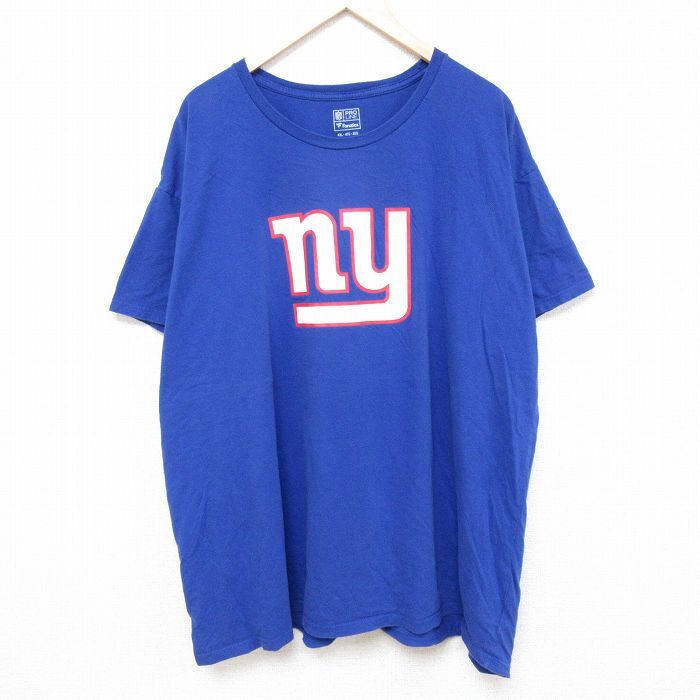 XL/古着 半袖 Tシャツ メンズ NFL ニューヨークジャイアンツ 大きいサイズ コットン クルーネック 青 ブルー アメフト スー