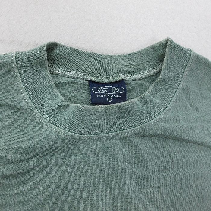 L/古着 ビンテージ ノースリーブ Tシャツ メンズ 00s オーランド トカゲ 刺繍 コットン クルーネック 緑 グリーン 24jul17_画像4