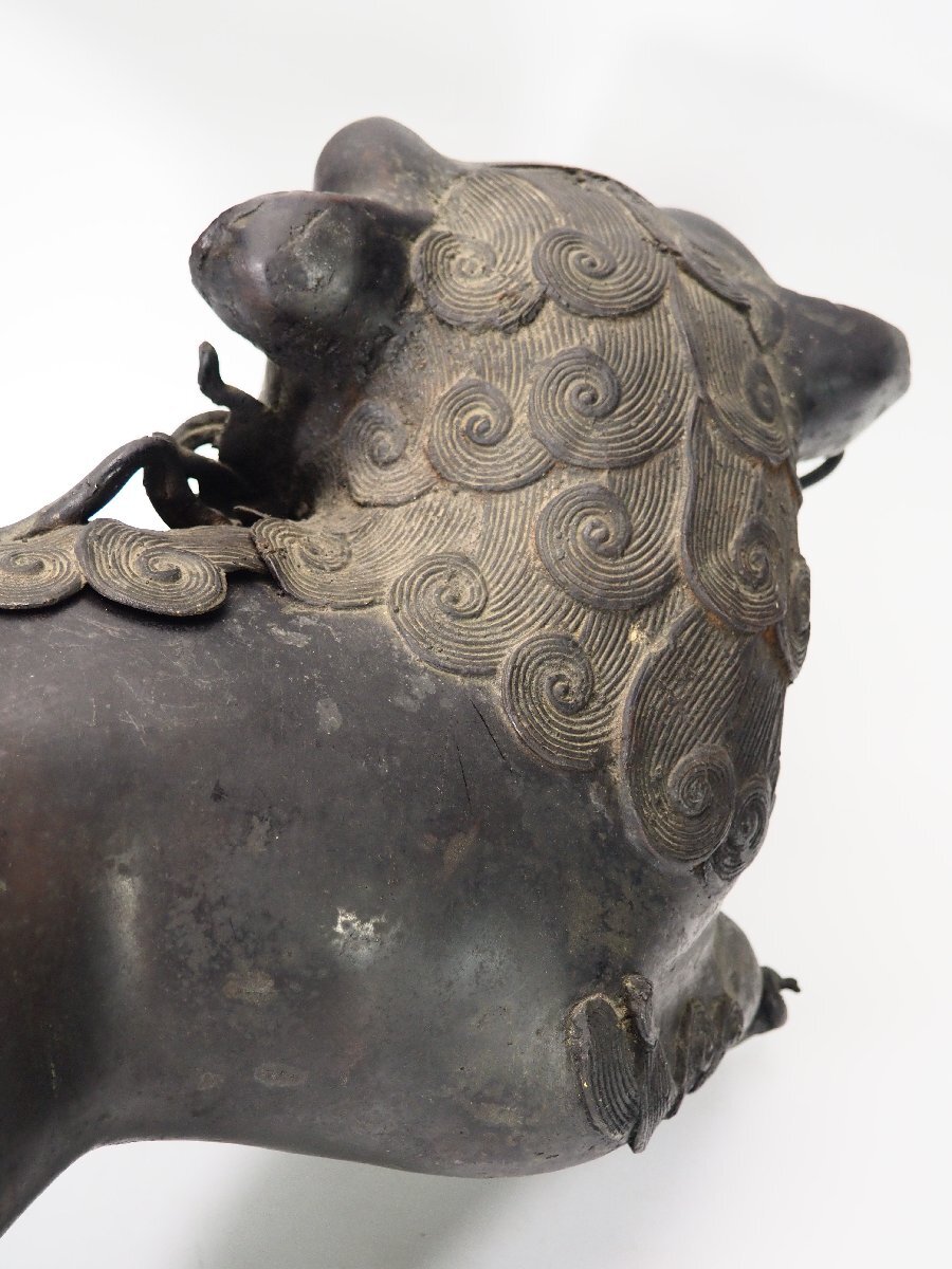 治】時代古銅 大型 獅子香炉☆幅 47.5cm 重さ 14kg 大振り 治】時代古銅 大型 獅子香炉☆幅 47.5cm 重さ 14kg 大振り