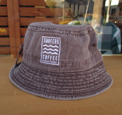 SALE！人気＆コラボ商品！ハワイにあるカフェ「SURFERS・COFFEE」×NEWHATTAN（USA)！オリジナル・ハット（ピグメント加工）ブラウン