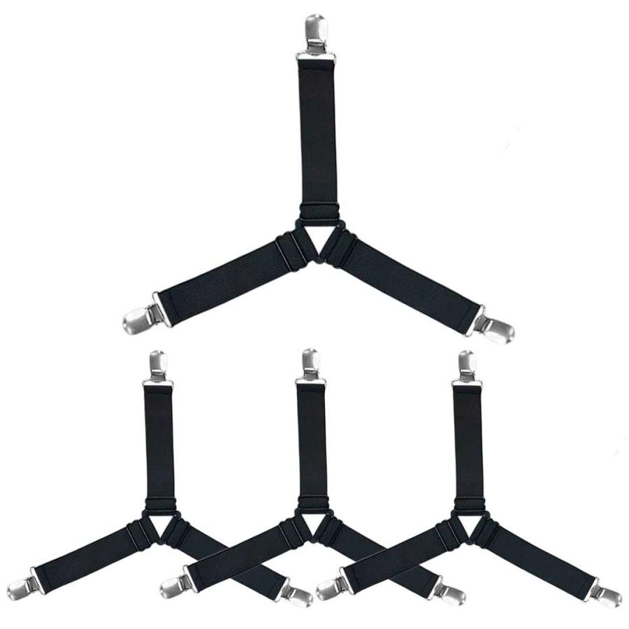 【4本セット】シーツストッパー 留め具 長さ調(diào)節(jié) ベッドシーツクリップ 4本セット シーツクリップ ズレ防止