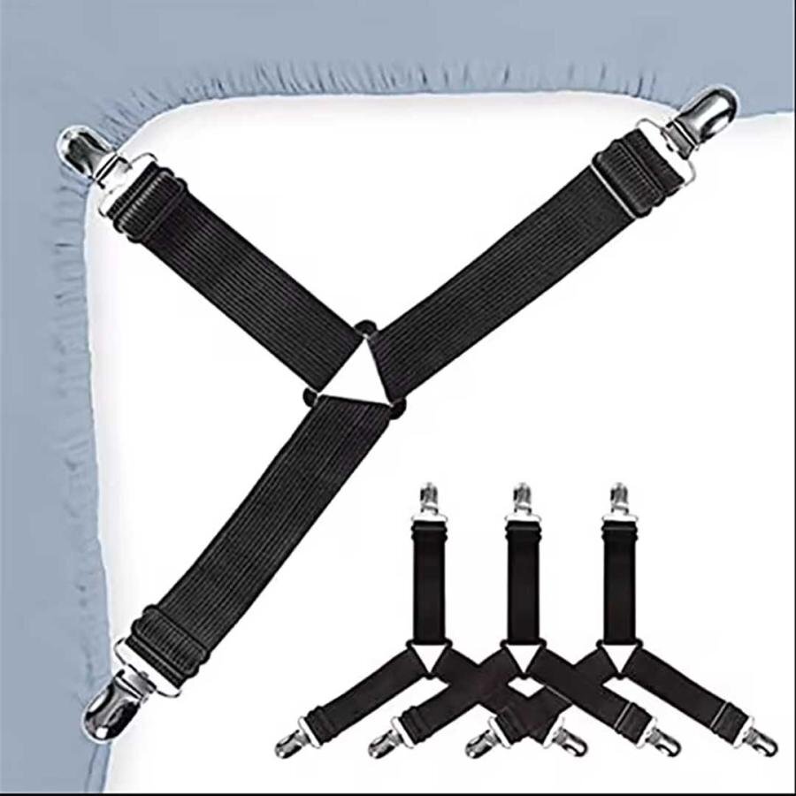 【4本セット】シーツストッパー 留め具 長さ調(diào)節(jié) ベッドシーツクリップ 4本セット シーツクリップ ズレ防止