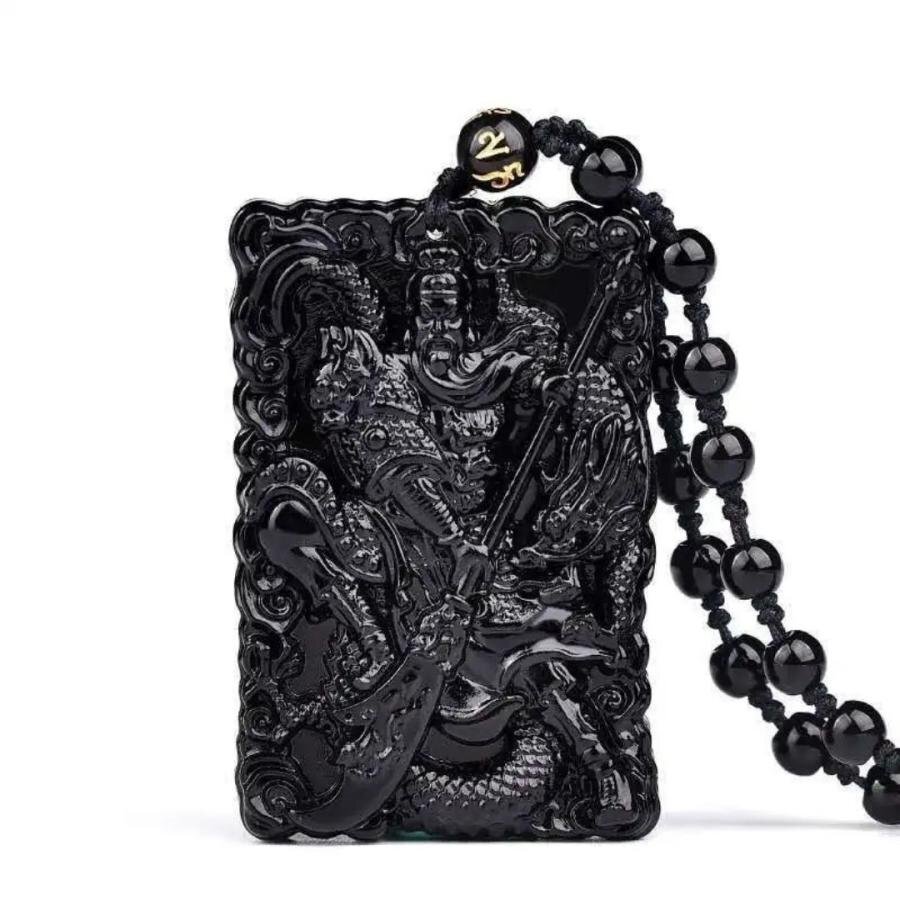 ネックレス 関羽 龍 黒曜石 數(shù)珠ネックレス アクセサリー 首輪 お守り 厄除け 魔除け スタイル ストーン 石 パワーストーン
