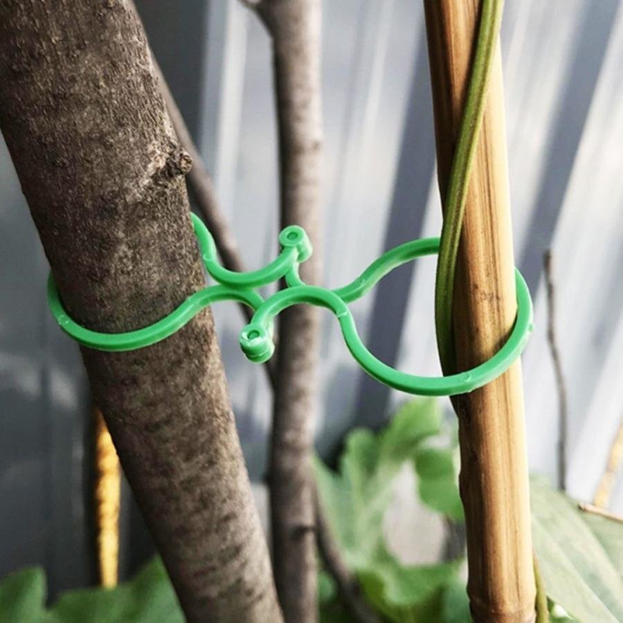 【50ペア】植物 野菜 ホルダー フックリング 4cm 50ペアセット ガーデニング ガーデン 支柱 畑 グリーン ビニールハウス