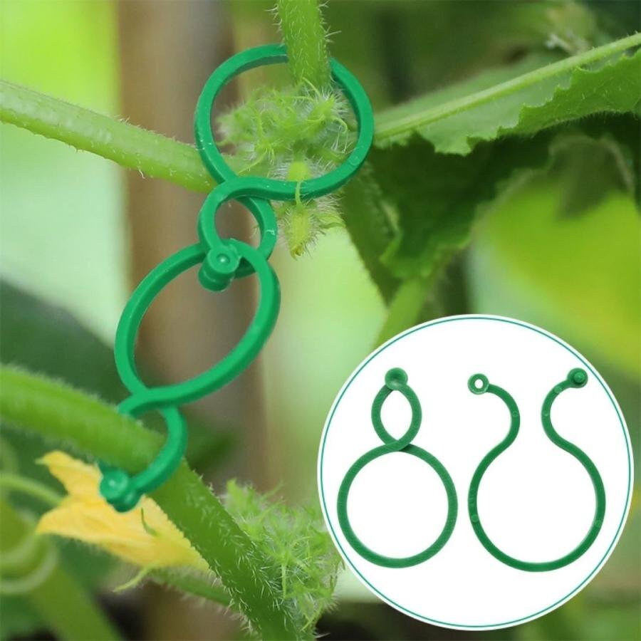 【50ペア】植物 野菜 ホルダー フックリング 4cm 50ペアセット ガーデニング ガーデン 支柱 畑 グリーン ビニールハウス