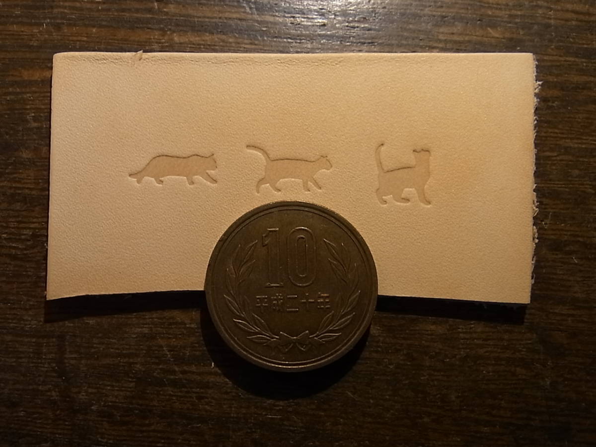 猫の刻印　黒ベタ NO.19 レザークラフト　メタルスタンプ　ヌメ革に　ハンドメイド　手打ち刻印