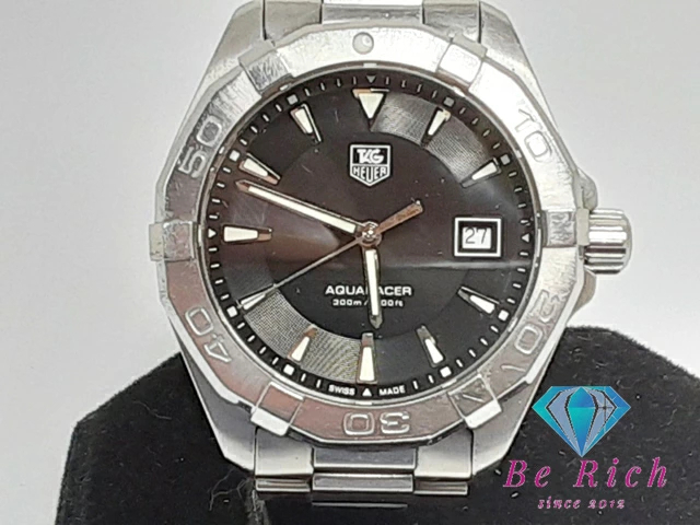 タグホイヤー TAG Heuer アクアレーサー メンズ 腕時計 デイト 300ｍ防水 WAY1110 黒 シルバー クオーツ【中古】【送料無料】 bt3087_画像1