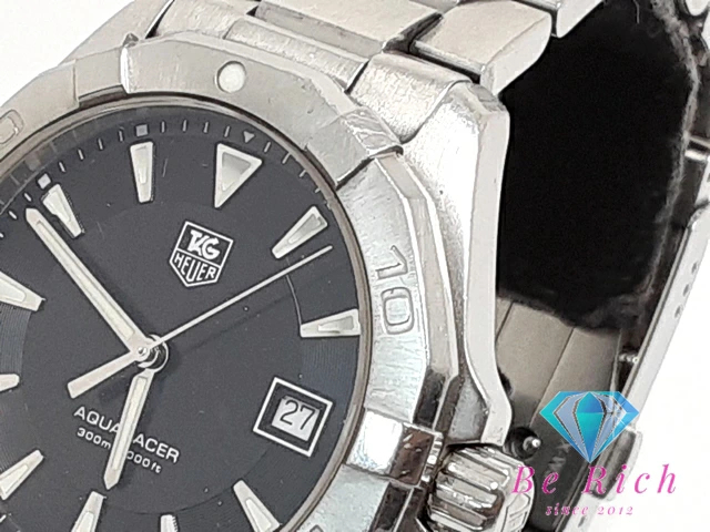 タグホイヤー TAG Heuer アクアレーサー メンズ 腕時計 デイト 300ｍ防水 WAY1110 黒 シルバー クオーツ【中古】【送料無料】 bt3087_画像2