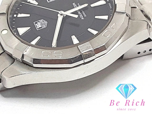 タグホイヤー TAG Heuer アクアレーサー メンズ 腕時計 デイト 300ｍ防水 WAY1110 黒 シルバー クオーツ【中古】【送料無料】 bt3087_画像4