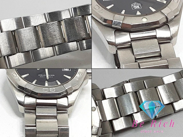 タグホイヤー TAG Heuer アクアレーサー メンズ 腕時計 デイト 300ｍ防水 WAY1110 黒 シルバー クオーツ【中古】【送料無料】 bt3087_画像5