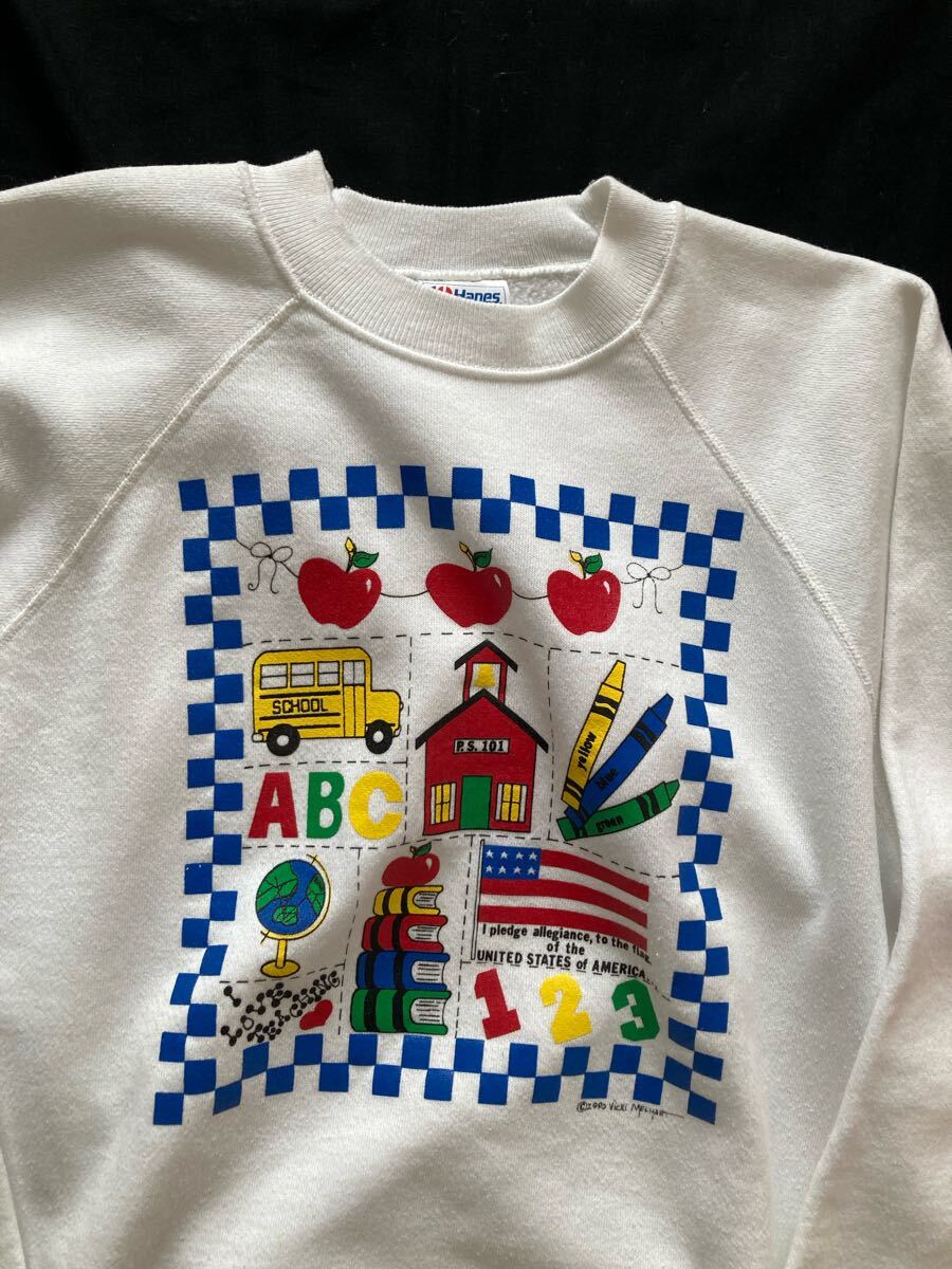 USA製】90s Hanes プリントスウェット L 白 ヴィンテージ 古着 USA製】90s Hanes プリントスウェット L 白 ヴィンテージ 古着
