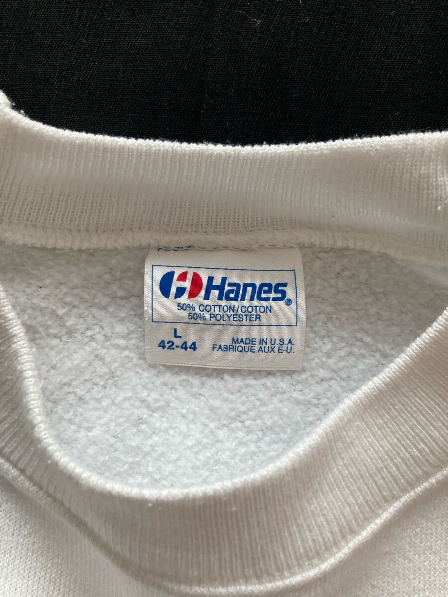 USA製】90s Hanes プリントスウェット L 白 ヴィンテージ 古着 USA製】90s Hanes プリントスウェット L 白 ヴィンテージ 古着
