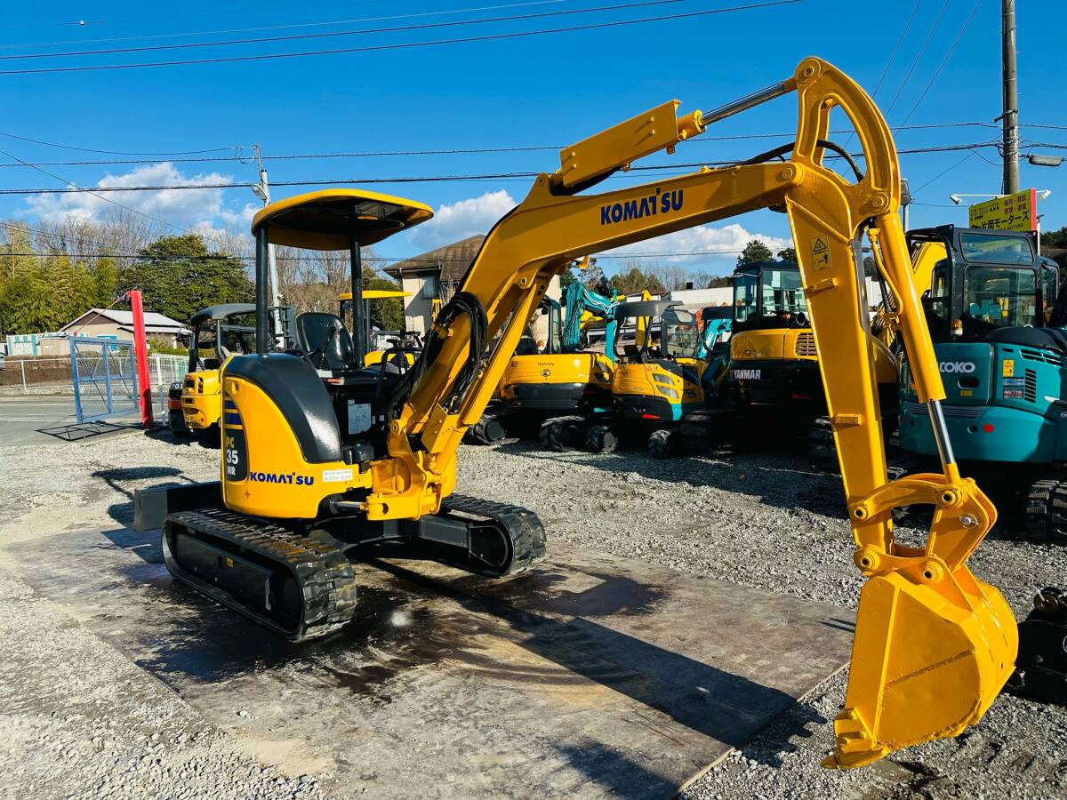 !_ Komatsu PC35MR-3 скоростей *3.5T Class *4WAY мульти- * новый товар зажим, с краном * б/у Mini гидравлический экскаватор Mini Yumbo покупка в обмен на старую модель с доплатой OK