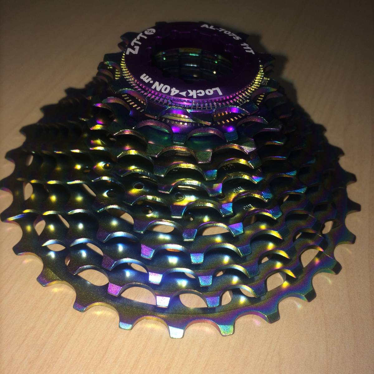 実測(cè)209g! ZTTO 軽量スプロケット 11-28T 青緑&紫&金 11s オイルスリックカラー シマノ HG