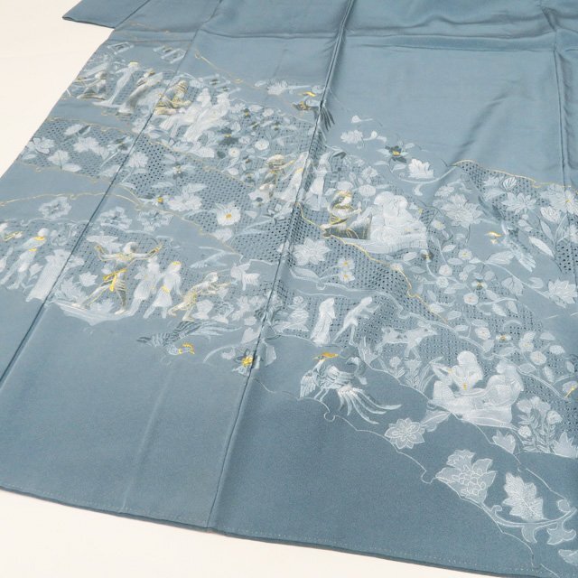 ☆きもの北條☆ 汕頭刺繍 スワトウ 中国刺繍 花の図 引箔 仕立て