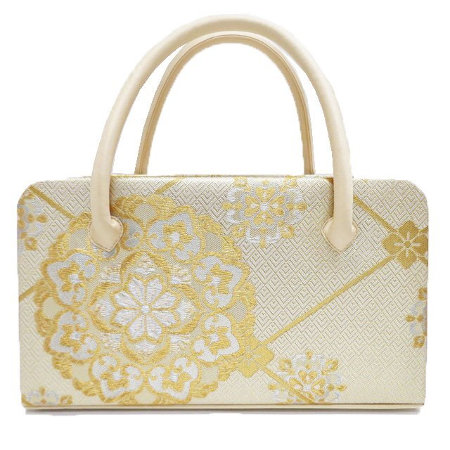 和装バッグ 和装小物 新品 華文 箔糸 砥粉色 金銀 きもの北條 A1165-8