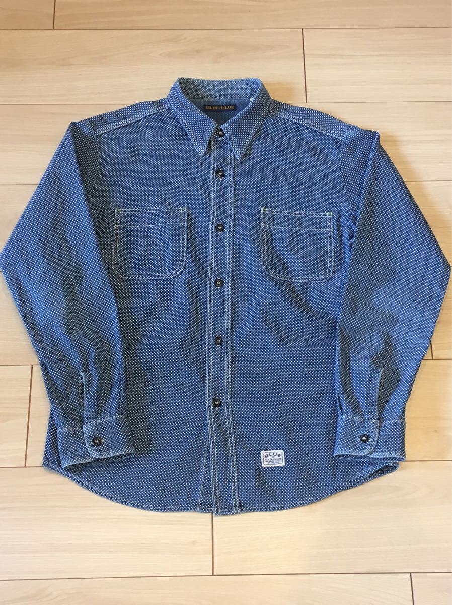 BLUE BLUE ワークシャツ Sサイズ ドット インディゴ 日本制 MADE IN JAPAN ブルーブルー H.R.MARKET ハリウッドランチマーケット 長袖