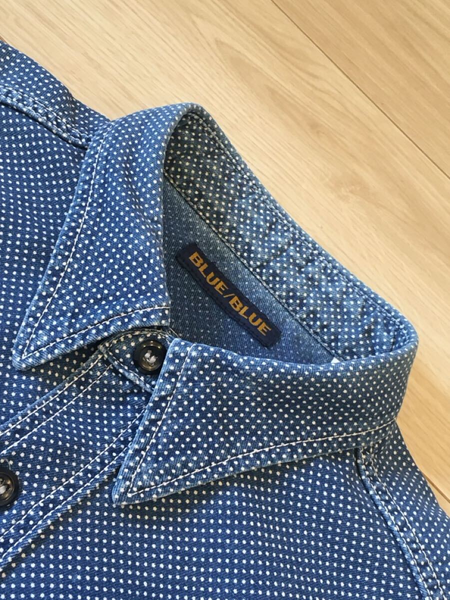 BLUE BLUE ワークシャツ Sサイズ ドット インディゴ 日本制 MADE IN JAPAN ブルーブルー H.R.MARKET ハリウッドランチマーケット 長袖