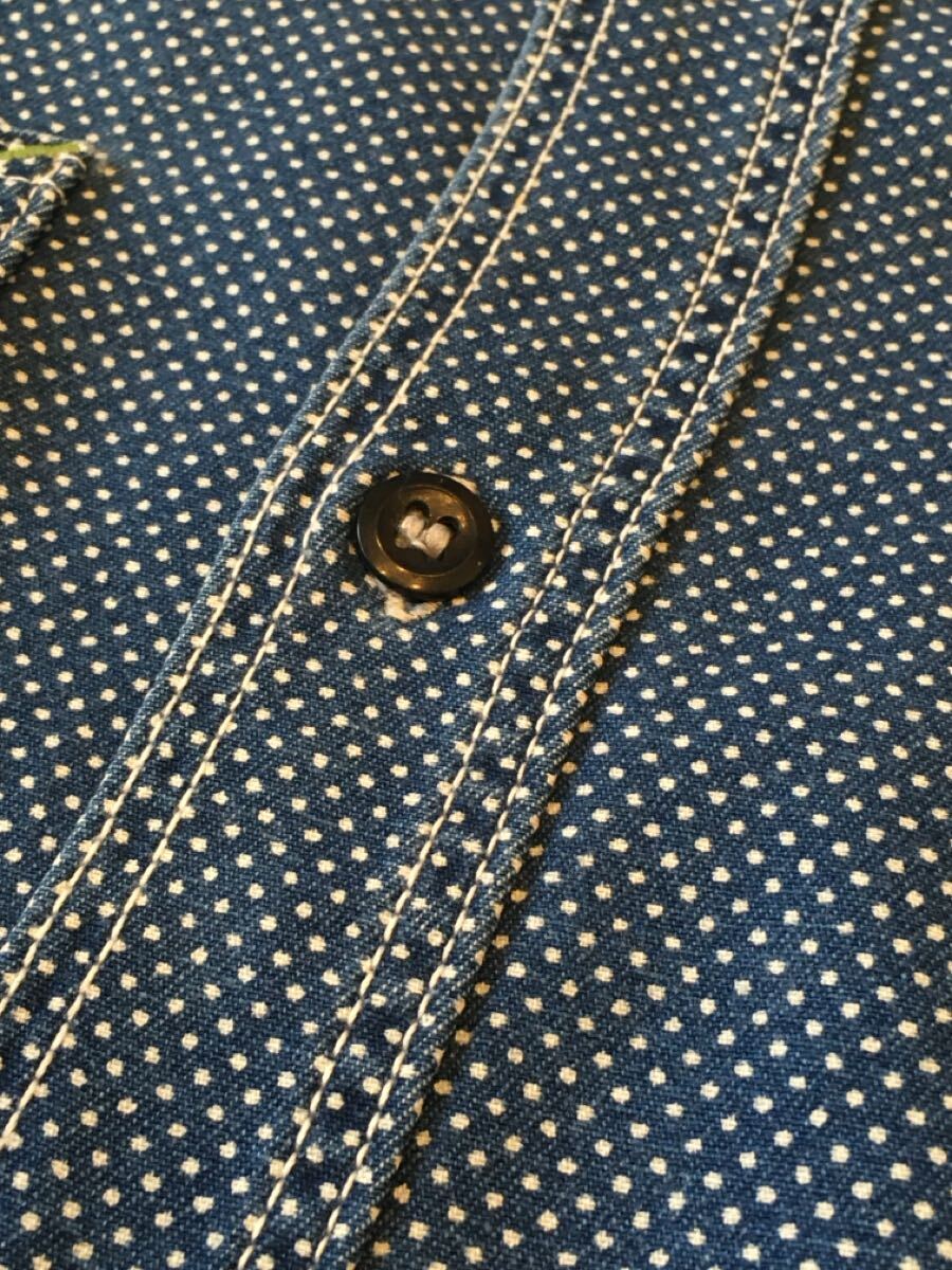 BLUE BLUE ワークシャツ Sサイズ ドット インディゴ 日本制 MADE IN JAPAN ブルーブルー H.R.MARKET ハリウッドランチマーケット 長袖