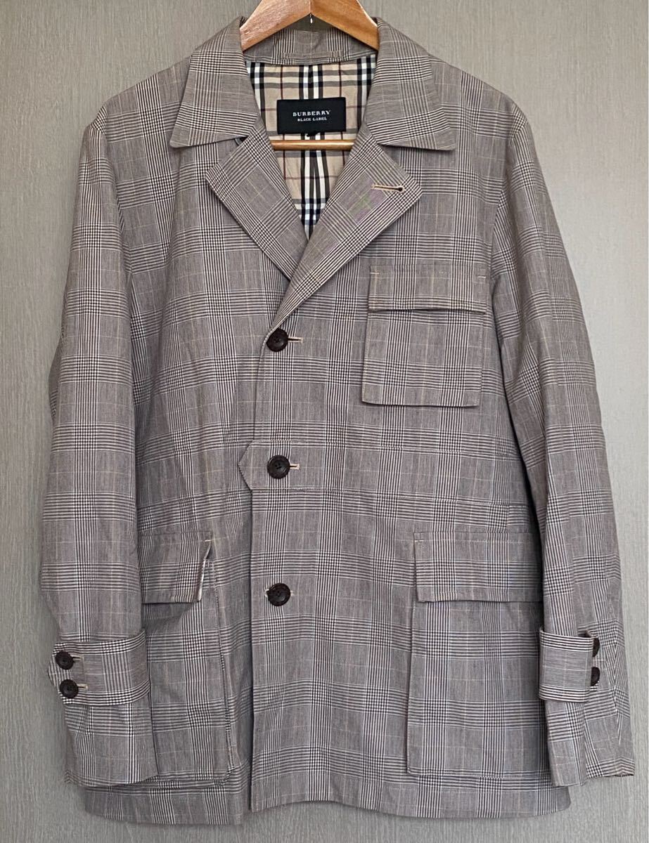 BURBERRY BLACK LABEL バーバリー ブラック レーベル テーラードジャケット スプリングコート チェック柄 メンズL 三陽(yáng)商會(huì) コットン