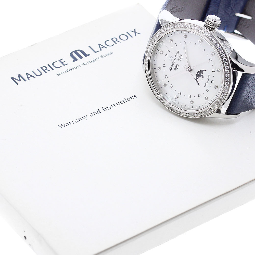 モーリスラクロア MAURICE LACROIX LC6078 レ?クラシック ムーンフェイズ ダイヤベゼル 12Pダイヤ 自動巻き メンズ 良品 _871662