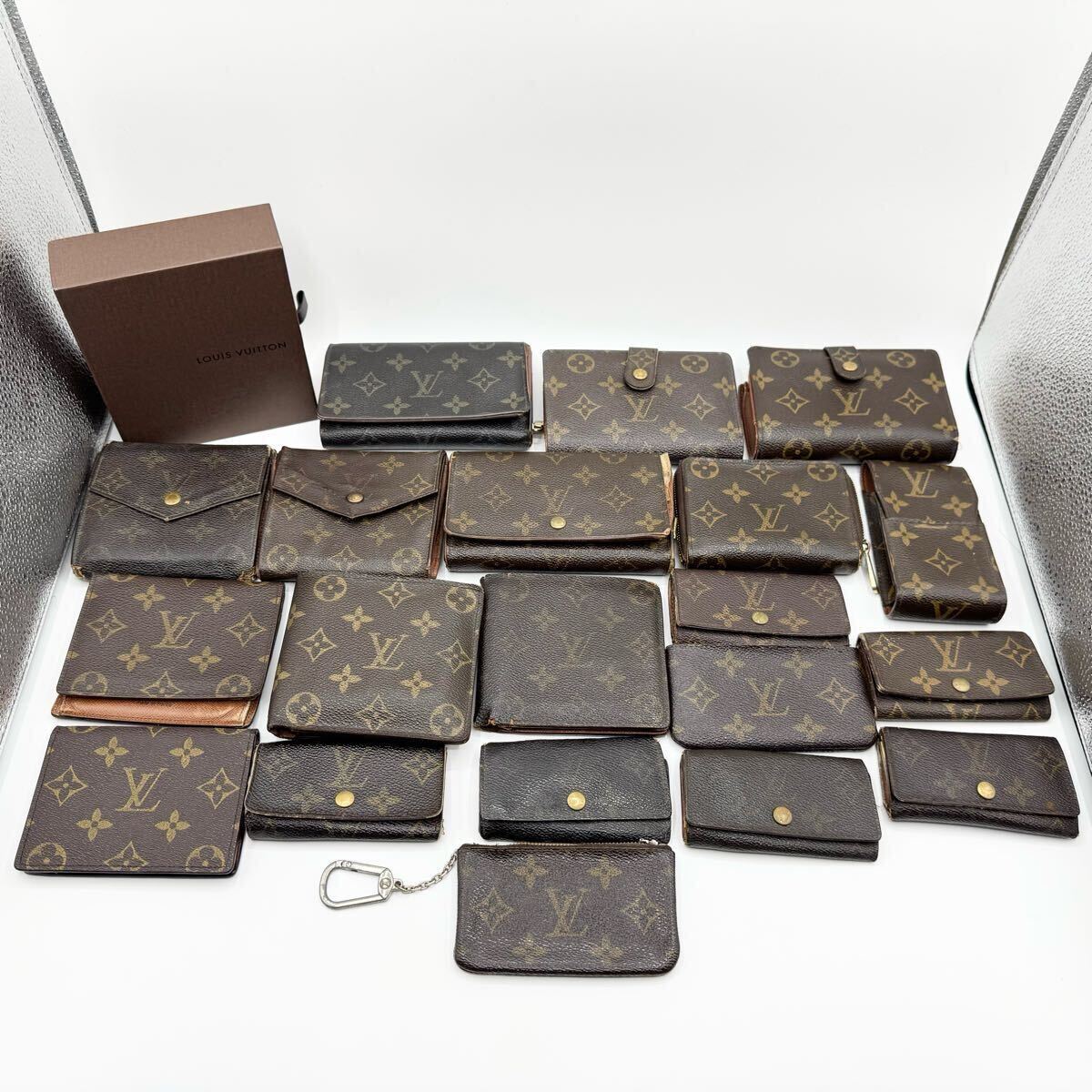 ■1円?■保存箱■LOUIS VUITTON ルイヴィトン まとめ売り モノグラム 二つ折り 三つ 小銭入れ キーケース コインケース 小物 20點 大量