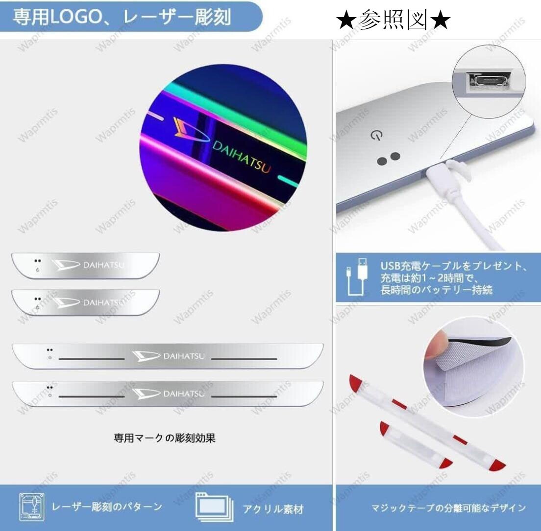 新作 レヴォーグ 7色 LED流れる発光 アクリル制 自動(dòng)変色 USB充電 マグネット 赤外線(xiàn)センサー自動(dòng)スイッチで自動(dòng)點(diǎn)燈消燈 自動(dòng)車(chē)改裝